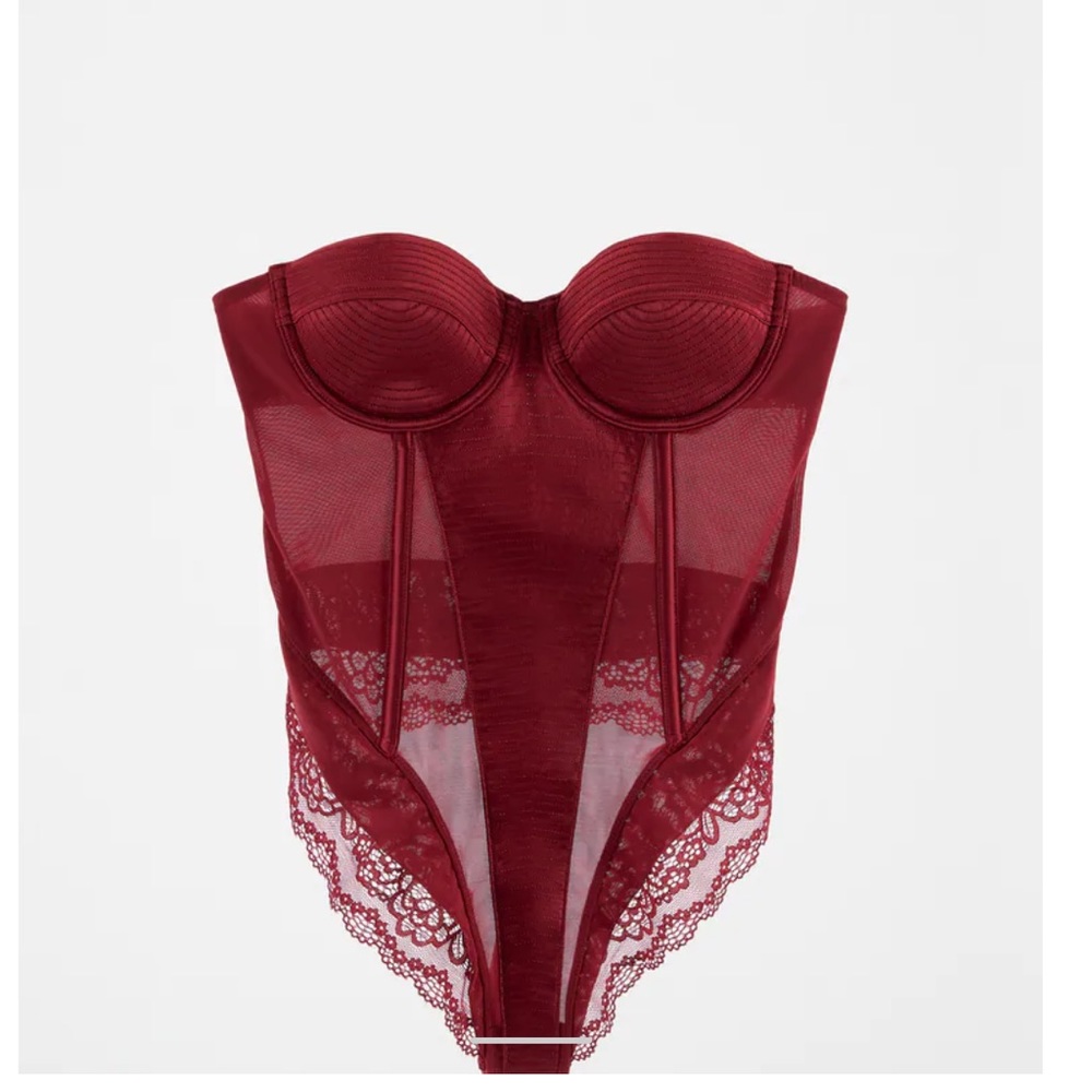 ISO Zara Maroon Padded Underwire Bodysuit